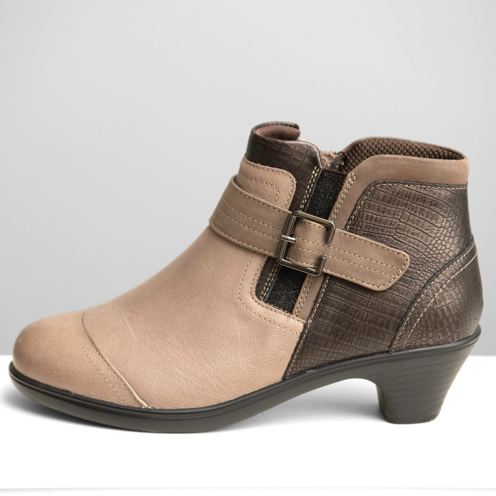 Bioheels Emma Orthofeet Womens Ankle Boots Sz 8.5 Comfort Heel Metallic Croc